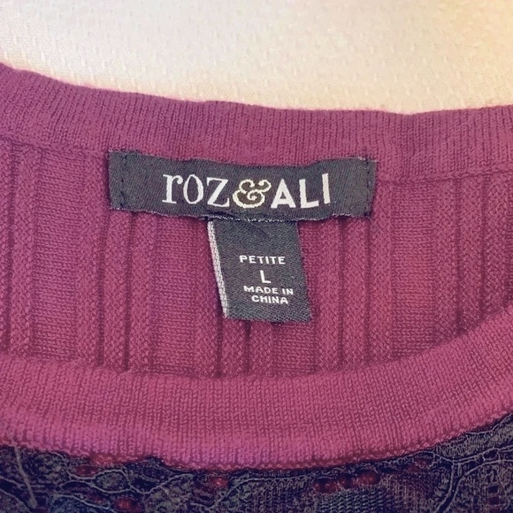 Roz & Ali Short Sleeve Fit and Flare Dress Dark Berry Women’s Large Petite LP - Picture 6 of 7